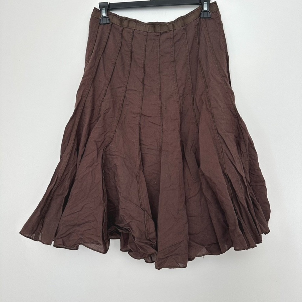 Vintage Y2K Flare Skirt 8P Brown Cotton Paneled Flared Earthy Minimalist Goth